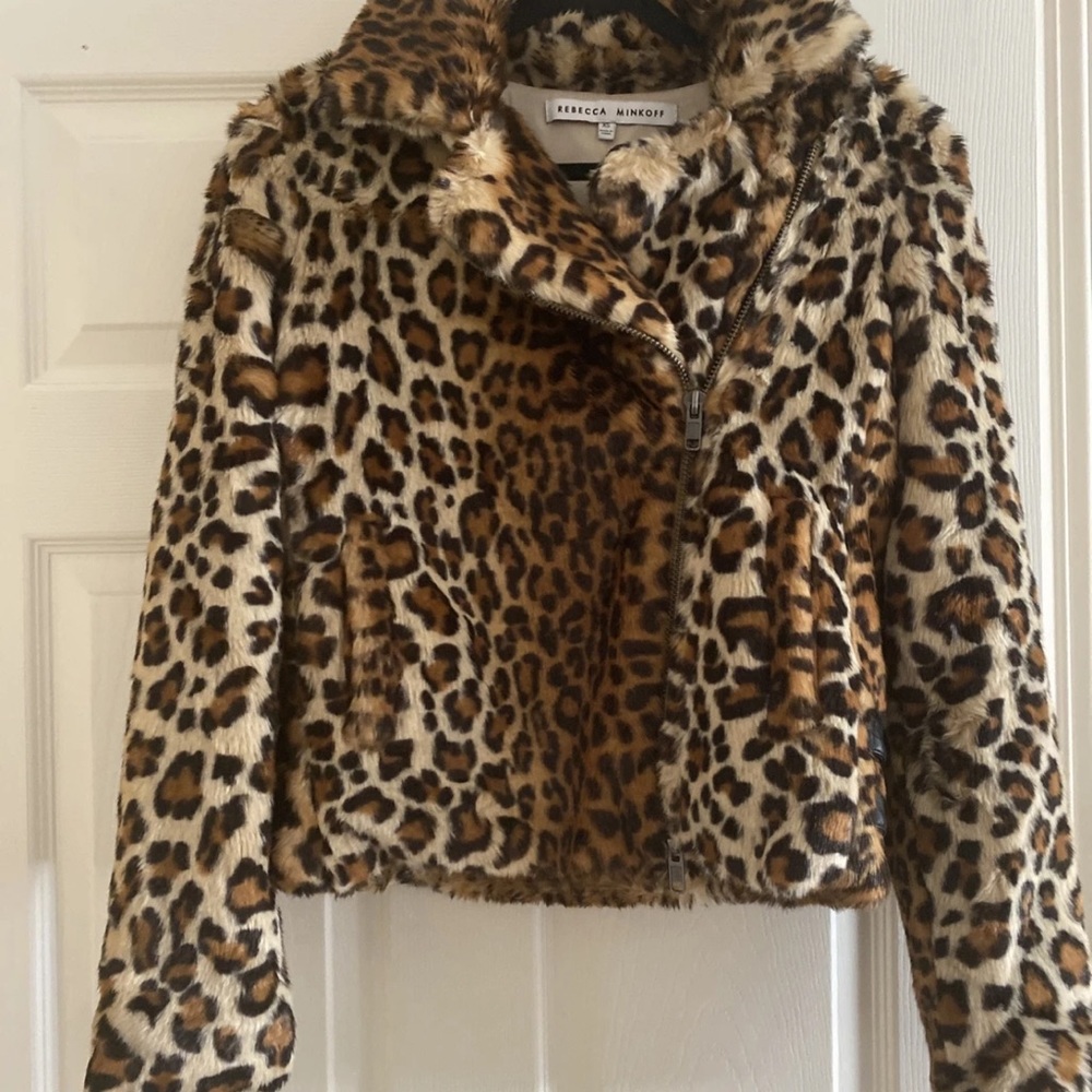 Rebecca Minkoff Animal Print Faux Fur Jacket